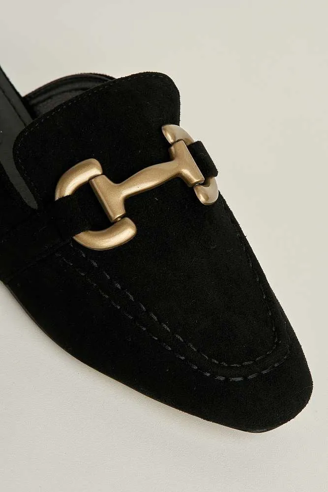 Rhiyan Horsebit Detail Loafer Mules in Black