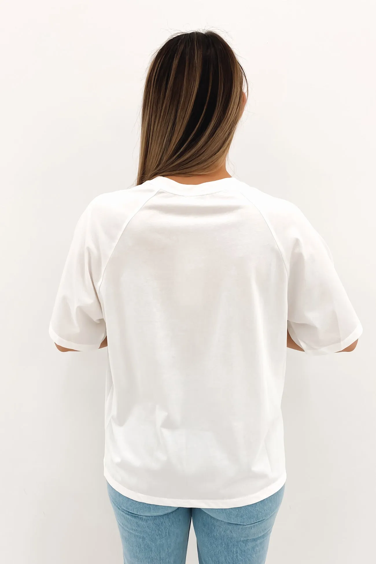 Riviera Embroidered Oversized Tee White Cream