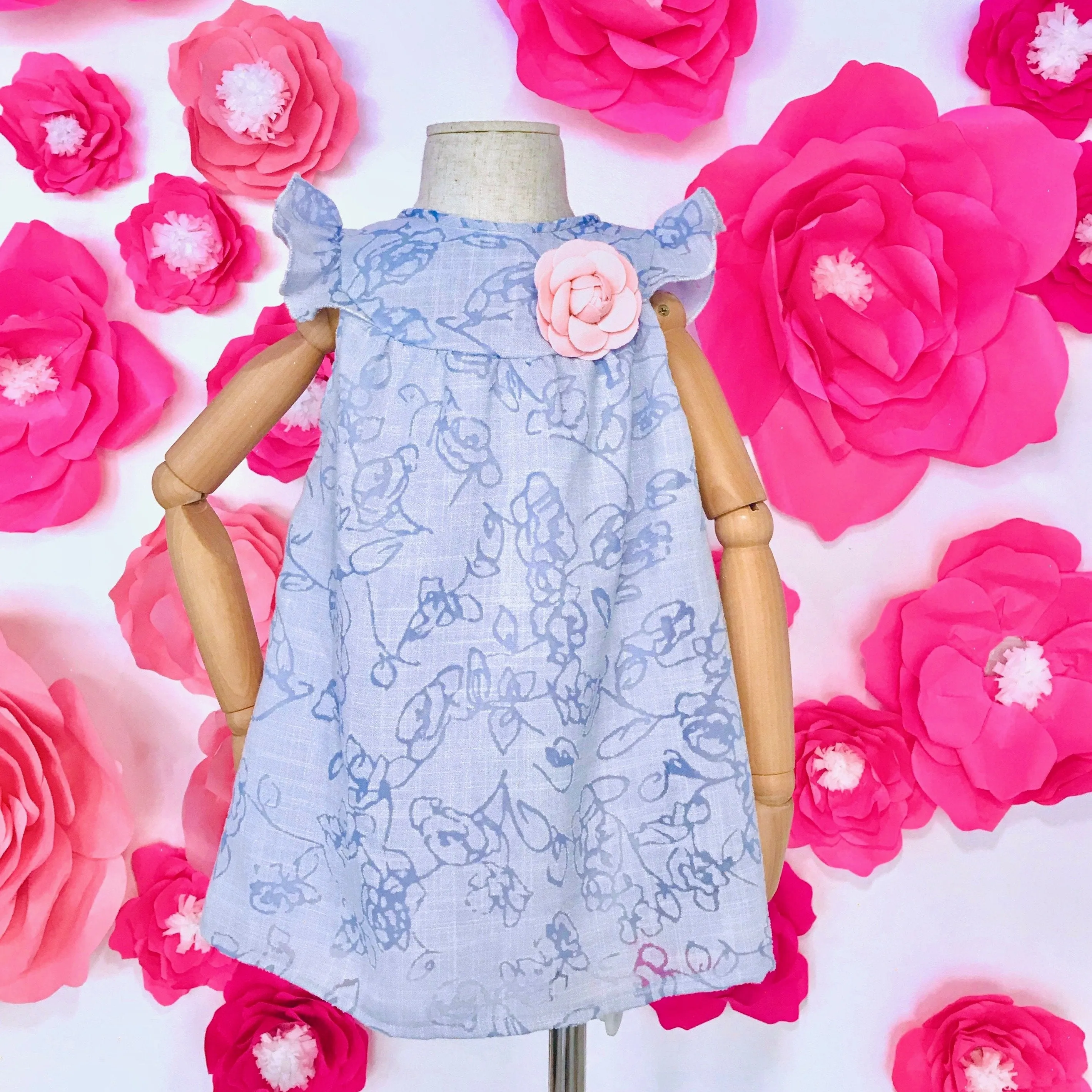 Rosemary Dress in Aerial Floral Blue