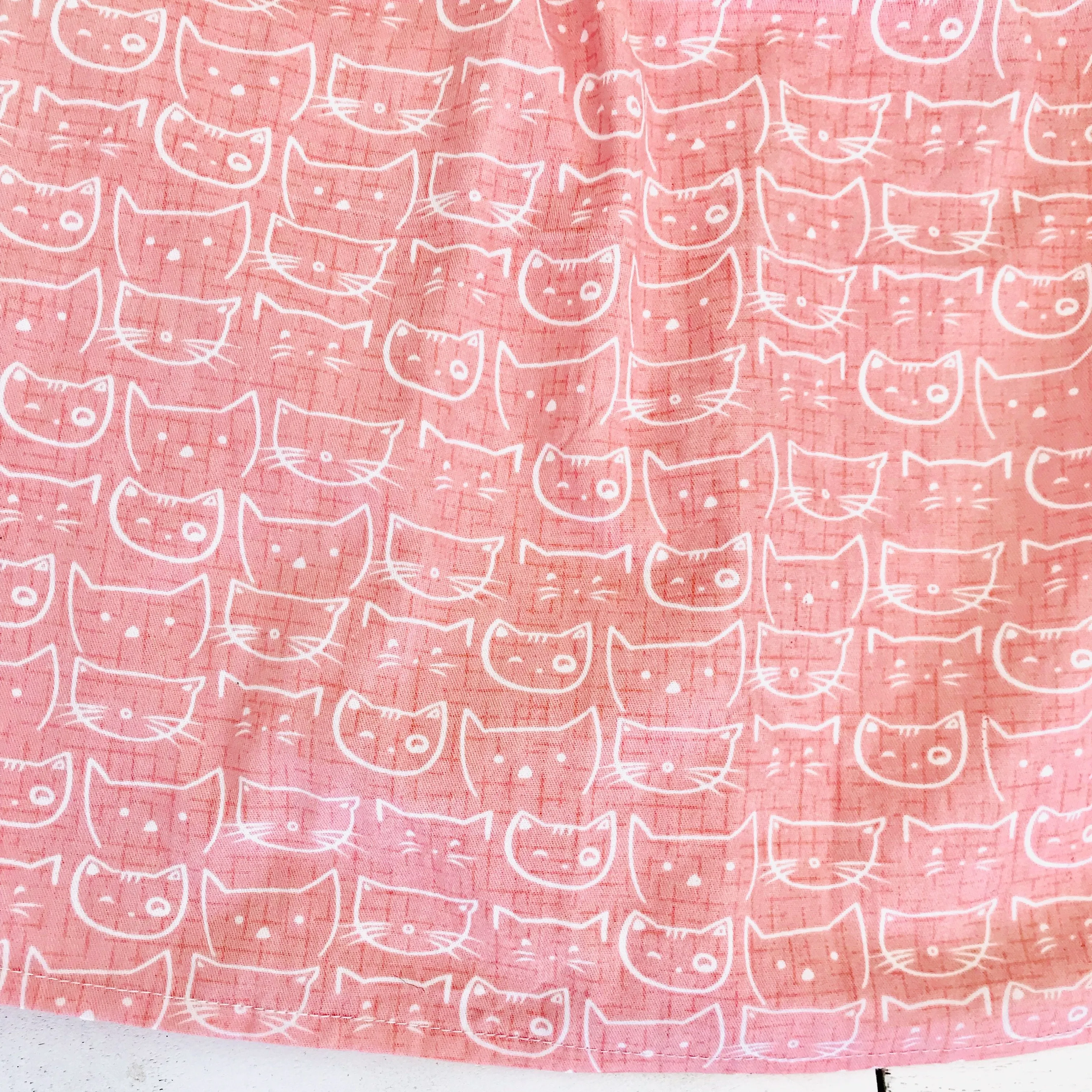 Tea Rose Dress in Cat Stamp Pink Print