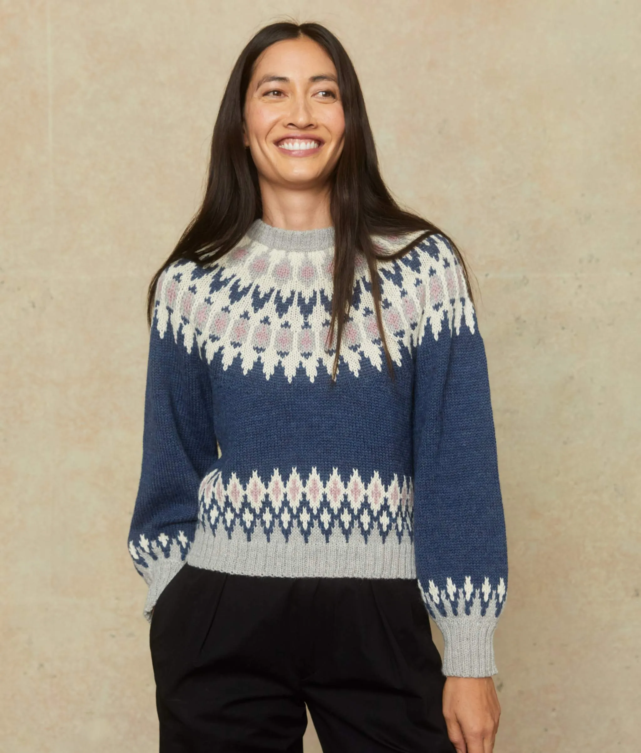 The Francesca Sweater | Denim Intarsia