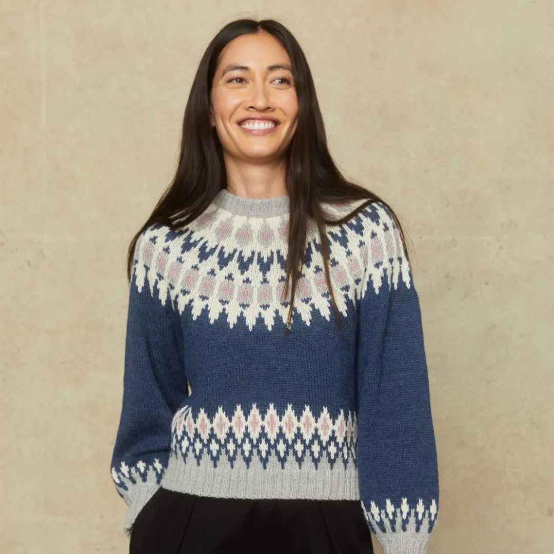 The Francesca Sweater | Denim Intarsia