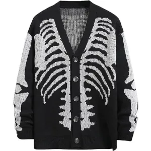 Unisex Halloween Skeleton Knitted Cardigan Sweater