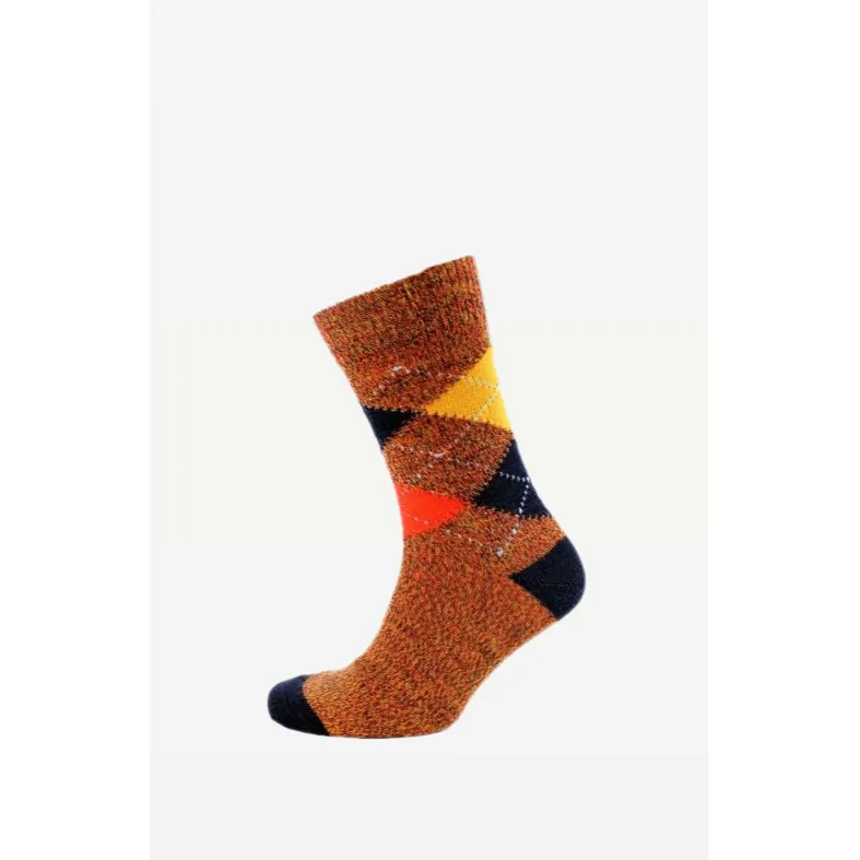 Viyella - Made in England Mens Gold Argyle Wool - Sock