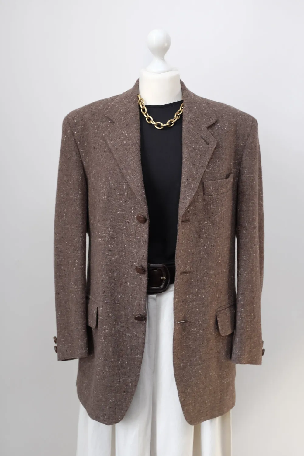 YSL VINTAGE YVES SAINT LAURENT BROWN PURE WOOL BLAZER